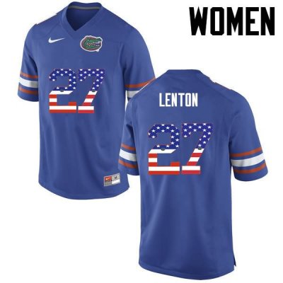 Women's Florida Gators #27 Quincy Lenton NCAA Nike Blue USA Flag Fashion Authentic Stitched College Football Jersey YSX2662AE